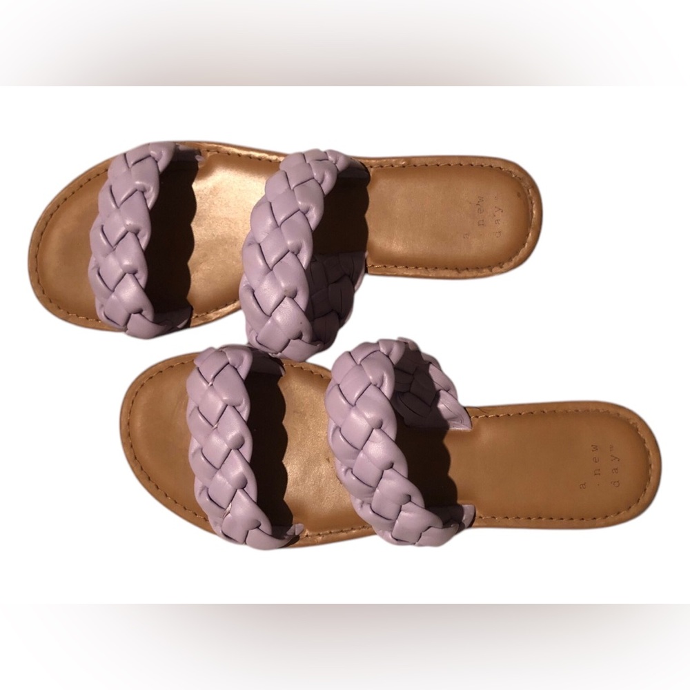 A New Day Purple & Tan Leather Sandals